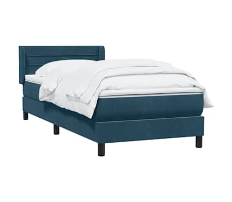 vidaXL Sommier &agrave; lattes de lit et matelas bleu fonc&eacute; 80x220 cm velours