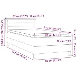 Box spring postel s matrací tmavě modrá 80x220 cm samet - obrázek 12