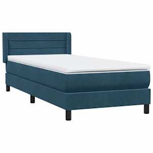 Box spring postel s matrací tmavě modrá 80x220 cm samet - obrázek 4