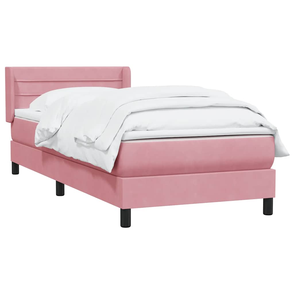 vidaXL Boxspring met matras fluweel roze 80x220 cm afbeelding