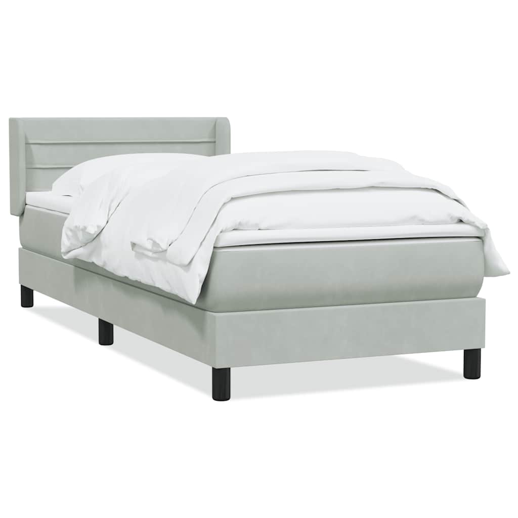 vidaXL Box Spring Postel s matrací Světle šedá 90x220 cm Samet