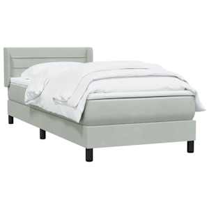 vidaXL Sommier &agrave; lattes de lit et matelas gris clair 90x220 cm velours