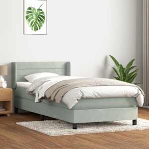 Box spring postelja z vzmetnico svetlo siv 90x220 cm žamet
