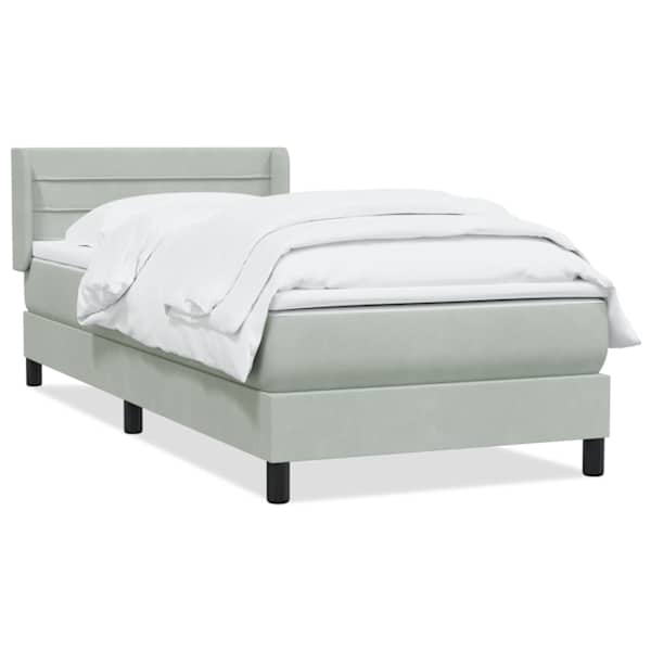 vidaXL Box Vedruvoodi madratsiga Helehall 100x220 cm samet