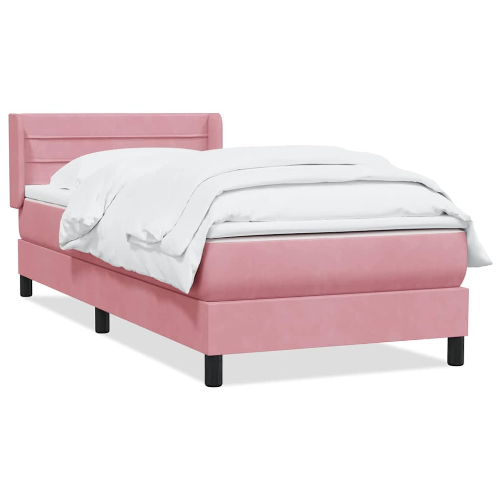 vidaXL Box Spring postelja z vzmetnico Pink 100x220 cm Velvet