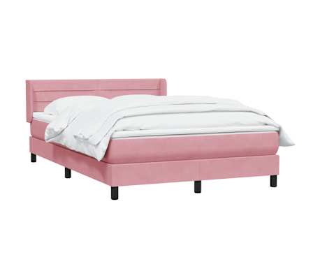 vidaXL Sommier &agrave; lattes de lit avec matelas rose 140x220 cm velours