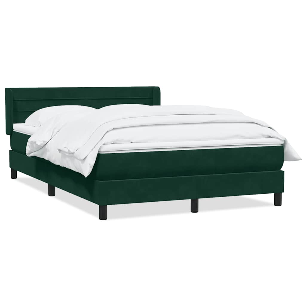 vidaXL Box spring postel s matrací tmavě zelená 160x220 cm samet