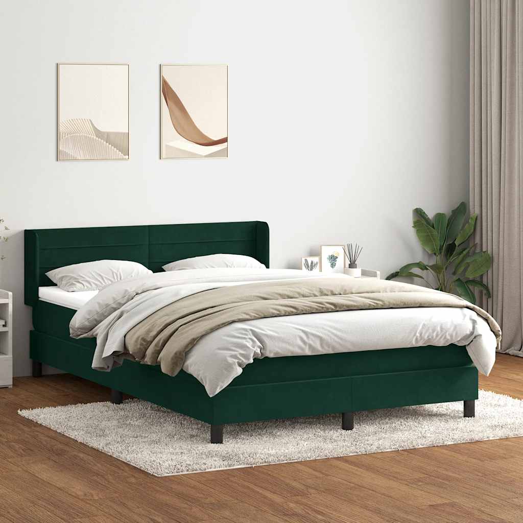 vidaXL Boxspringbett mit Matratze Dunkelgrün 160x220 cm Samt