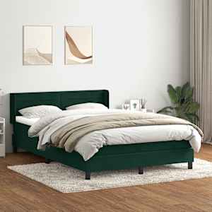 Box spring postel s matrací tmavě zelená 160x220 cm samet - obrázek 1