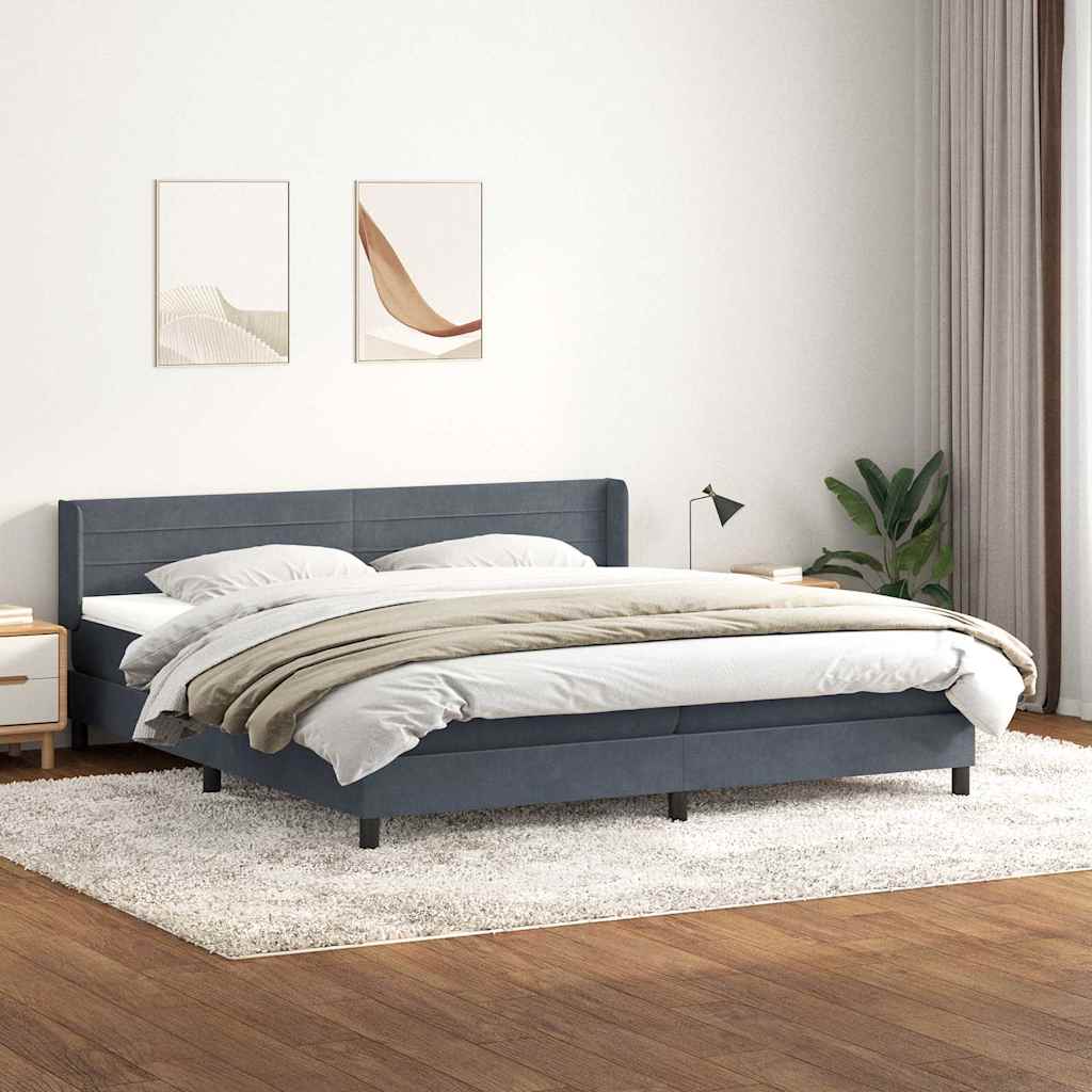 Box spring postel s matrací tmavě šedá 200x220 cm samet