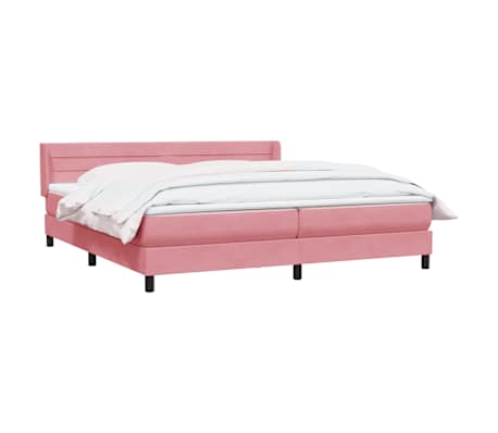 vidaXL Sommier &agrave; lattes de lit avec matelas rose 200x220 cm velours