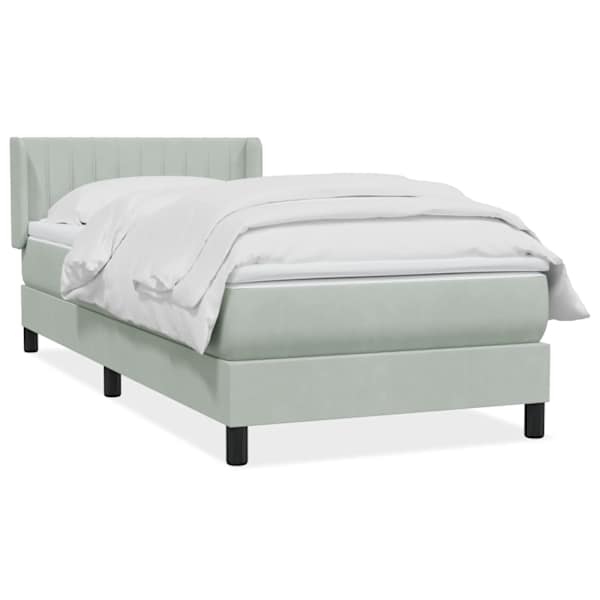 vidaXL Box Vedruvoodi madratsiga Helehall 80x210 cm samet