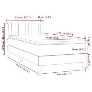 Box spring postel s matrací tmavě šedá 80x210 cm samet - obrázek 12
