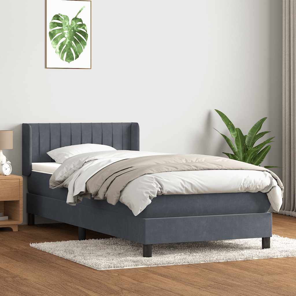 Box spring postel s matrací tmavě šedá 80x210 cm samet