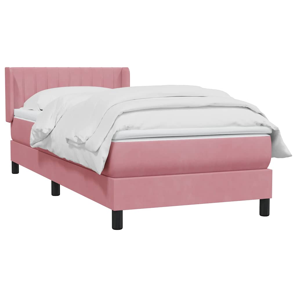 vidaXL Boxspring met matras fluweel roze 80x210 cm afbeelding