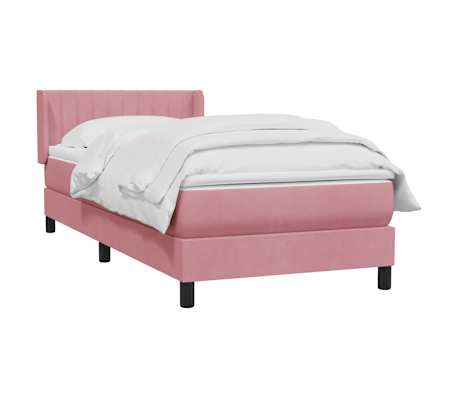 vidaXL Sommier &agrave; lattes de lit avec matelas rose 80x210 cm velours
