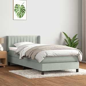 Box Spring postelja z vzmetnico Svetlo siva 90x210 cm Velvet