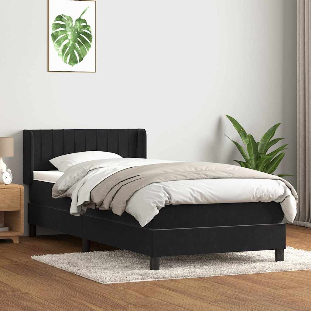 vidaXL Boxspringbett mit Matratze Schwarz 100x210 cm Samt