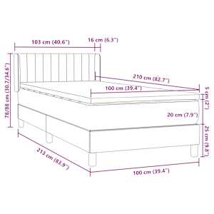 Box spring postel s matrací tmavě modrá 100x210 cm samet - obrázek 12