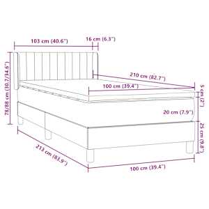 Box spring postel s matrací růžová 100x210 cm samet - obrázek 12