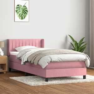 Box spring postel s matrací růžová 100x210 cm samet