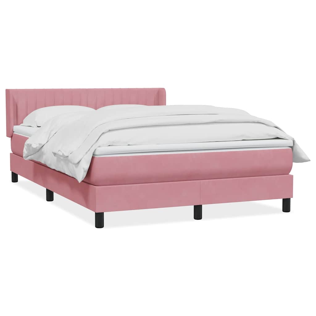 vidaXL Boxspring met matras fluweel roze 140x210 cm, foto 3