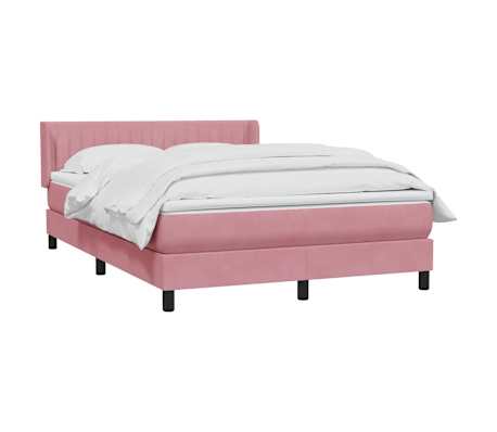 vidaXL Sommier &agrave; lattes de lit avec matelas rose 140x210 cm velours