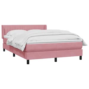vidaXL Sommier &agrave; lattes de lit avec matelas rose 140x210 cm velours
