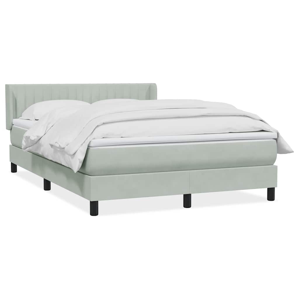 vidaXL Boxspring met matras fluweel lichtgrijs 160x210 cm grijs, foto 3