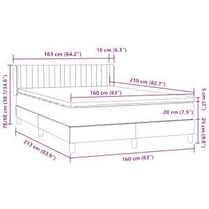 Box spring postel s matrací světle šedá 160x210 cm samet - obrázek 12