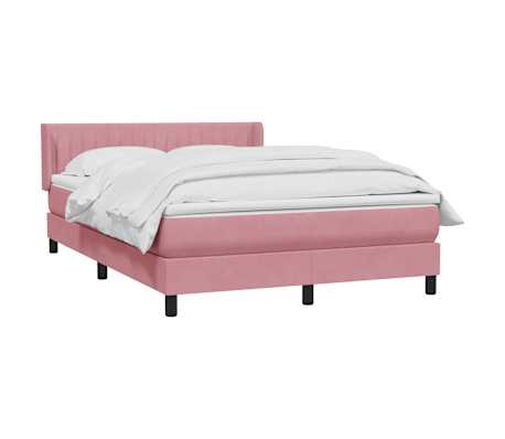 vidaXL Sommier &agrave; lattes de lit avec matelas rose 160x210 cm velours