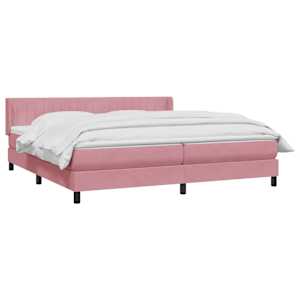 vidaXL Boxspringbett mit Matratze Rosa 180x210 cm Samt