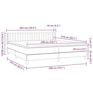 Box spring postel s matrací tmavě šedá 200x210 cm samet - obrázek 12