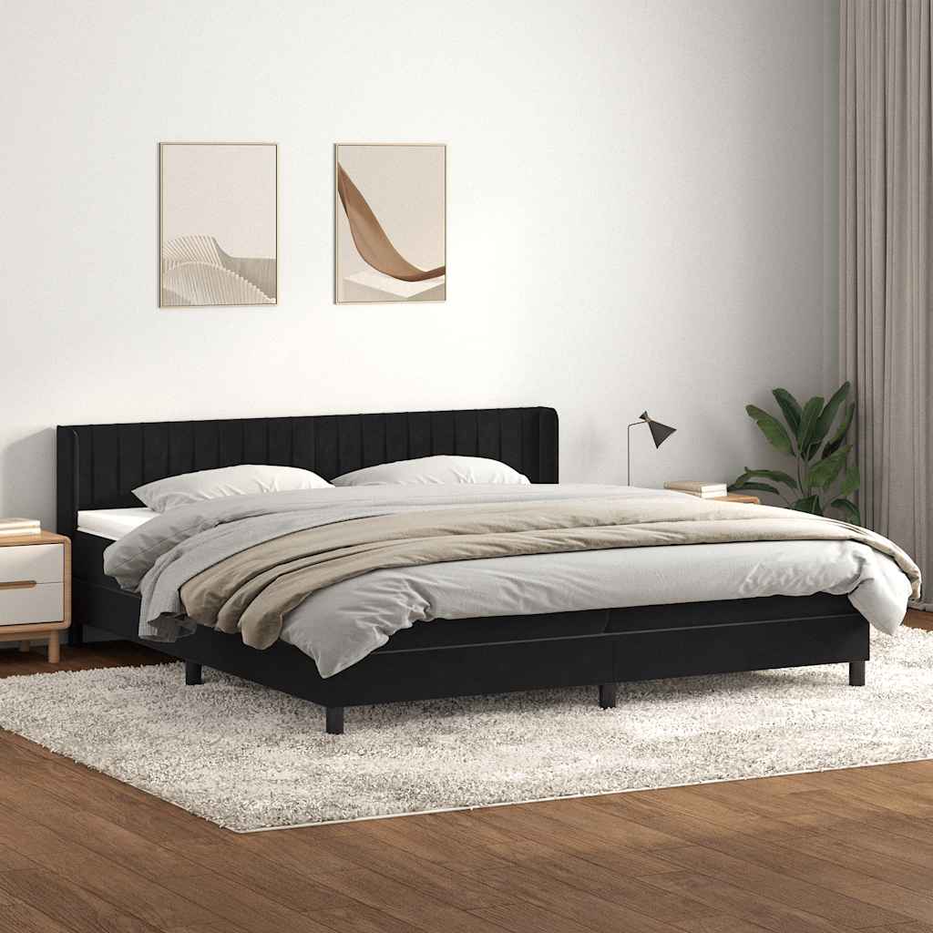 vidaXL Boxspringbett mit Matratze Schwarz 200x210 cm Samt