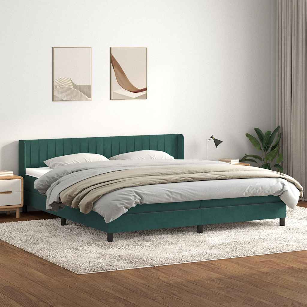 vidaXL Giroletto a Molle con Materasso Verde Scuro 200x210 cm Velluto