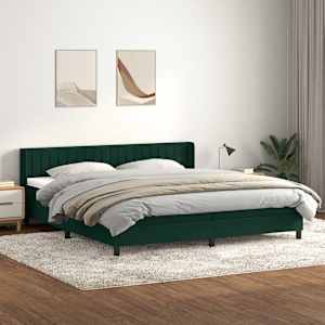 Box spring postel s matrací tmavě zelená 200x210 cm samet - obrázek 1