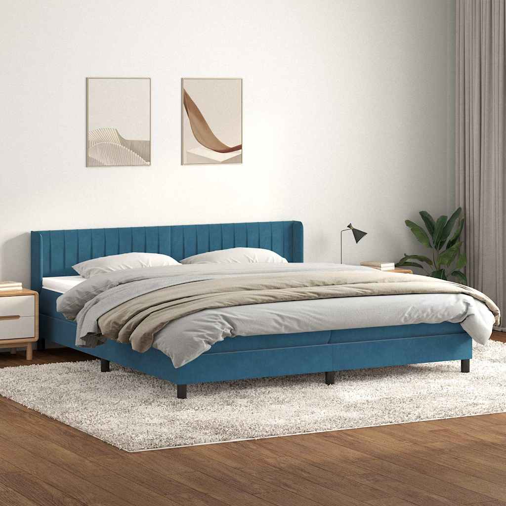 vidaXL Boxspringbett mit Matratze Dunkelblau 200x210 cm Samt