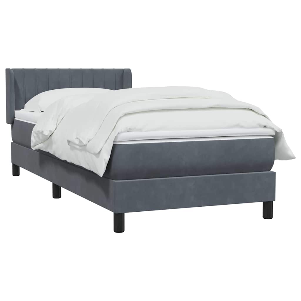 Thumbnail - vidaXL Boxspringbett mit Matratze Dunkelgrau 80x220 cm Samt