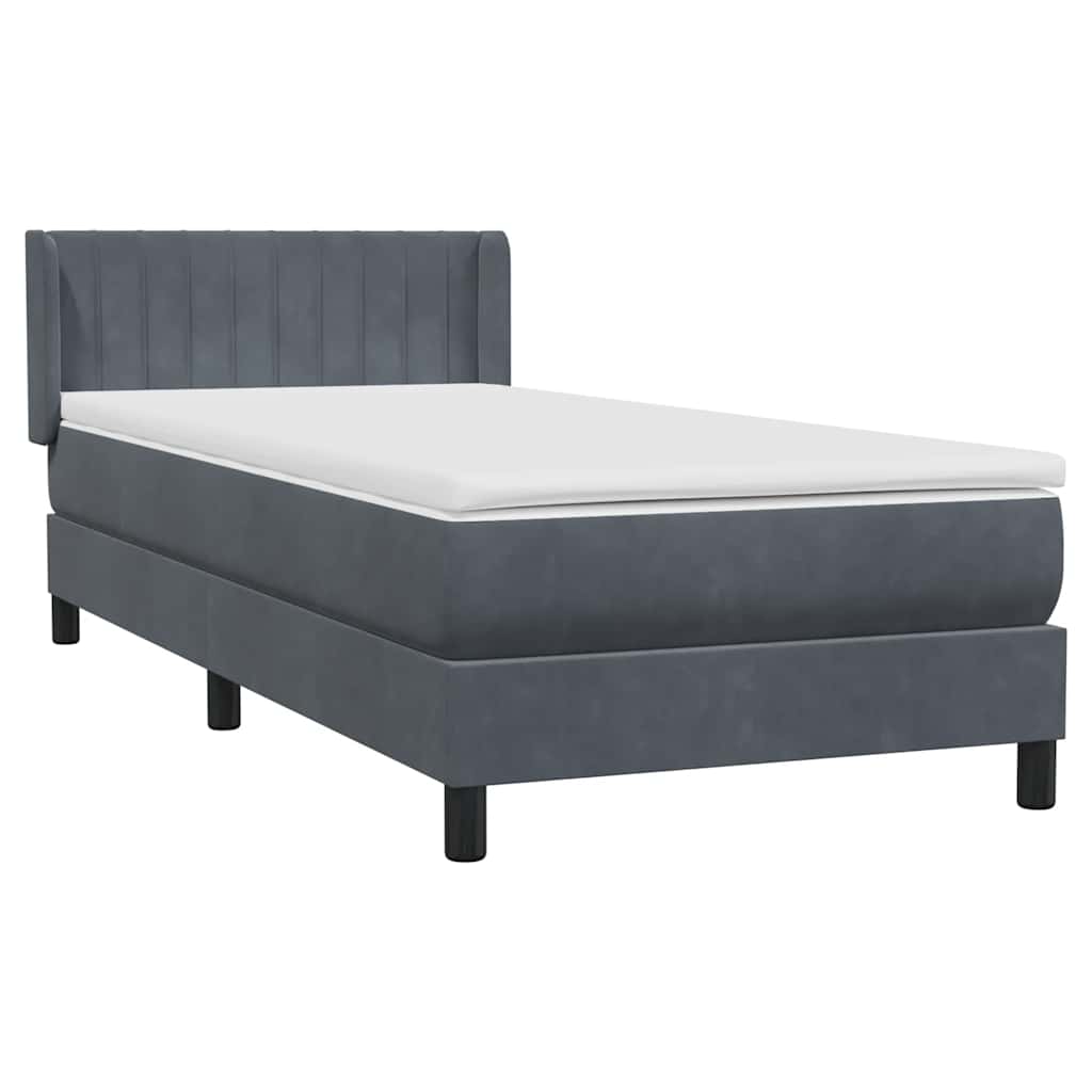 vidaXL Boxspring met matras fluweel donkergrijs 80x220 cm grijs, foto 4