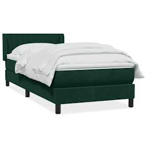 Box spring postel s matrací tmavě zelená 80x220 cm samet - obrázek 2