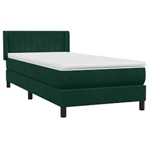 Box spring postel s matrací tmavě zelená 80x220 cm samet - obrázek 4