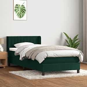 Box spring postel s matrací tmavě zelená 80x220 cm samet - obrázek 1