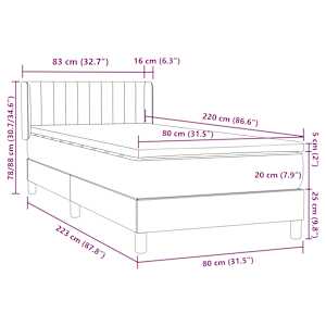 Box spring postel s matrací tmavě modrá 80x220 cm samet - obrázek 12