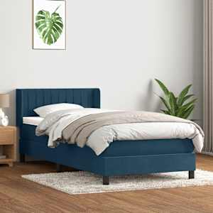 Box spring postel s matrací tmavě modrá 80x220 cm samet - obrázek 1