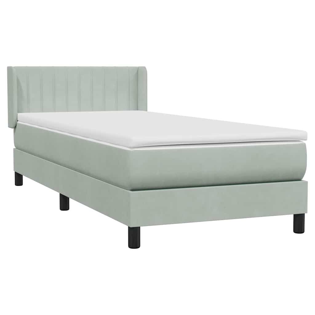 vidaXL Box Spring Postel s matrací Světle šedá 90x220 cm Samet