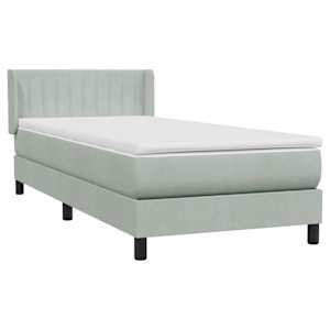 Box Spring Postel s matrací Světle šedá 90x220 cm Samet - obrázek 2