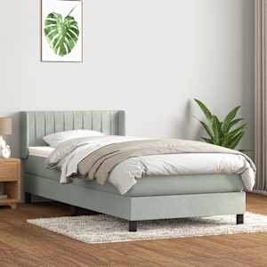 Box Spring Postel s matrací Světle šedá 90x220 cm Samet - obrázek 3