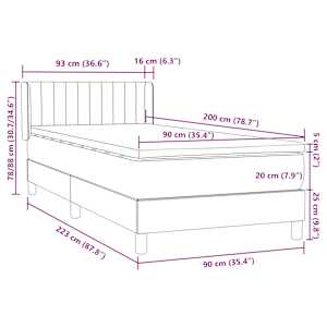 Box Spring Postel s matrací Světle šedá 90x220 cm Samet - obrázek 12