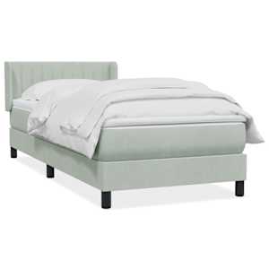 Box Spring Postel s matrací Světle šedá 90x220 cm Samet - obrázek 1