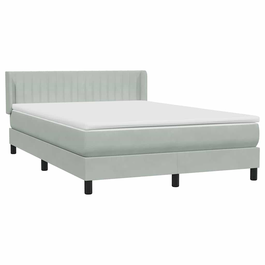 vidaXL Box Spring postelja z vzmetnico svetlo siva 140x220 cm žametna